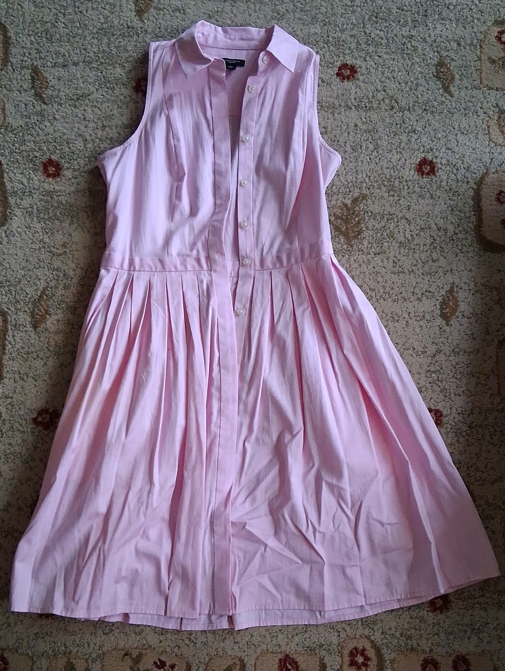 Ann Taylor Sleeveless Pink Button-Front Shirtwaist Dress
